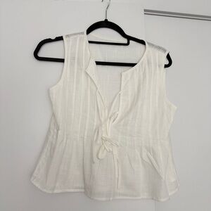 SHEIN Cream Sleeveless Blouse with Tie Front